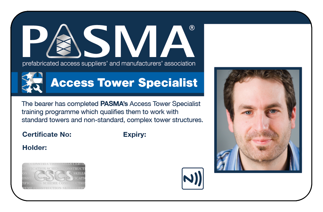 PASMA card front